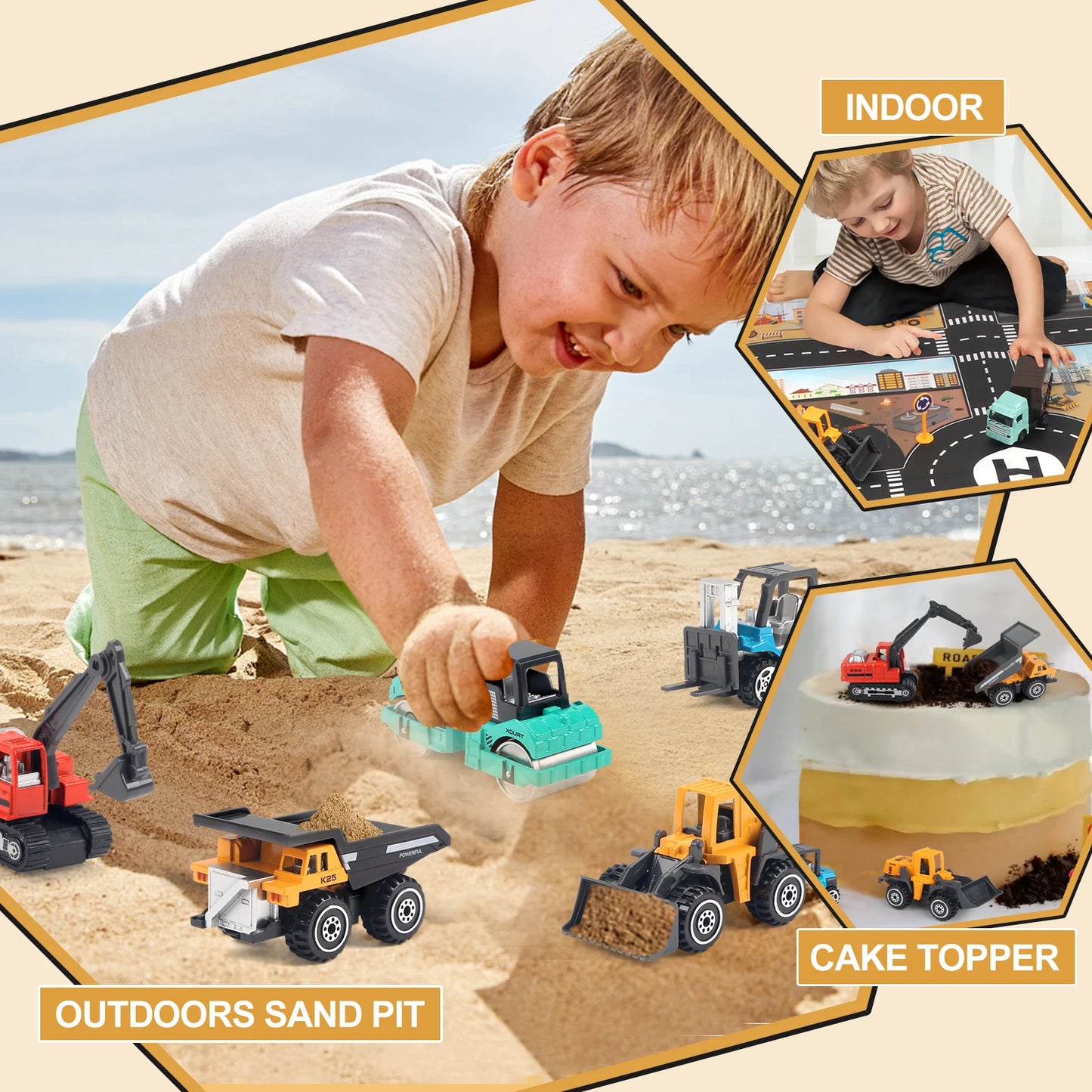 8pcs/set Alloy Engineering Truck Set