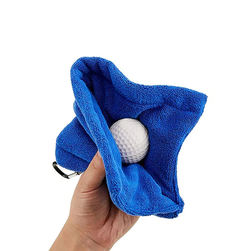 Square Microfiber Golf Ball Cleaning Towel with Carabiner Hook