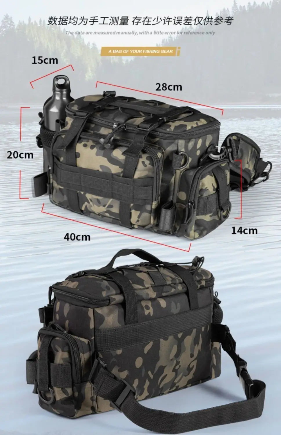 Fishing Tackle Shoulder Bag with Portable Fishing Rod Holder – Outdoor Sports Bag for Fly Fishing