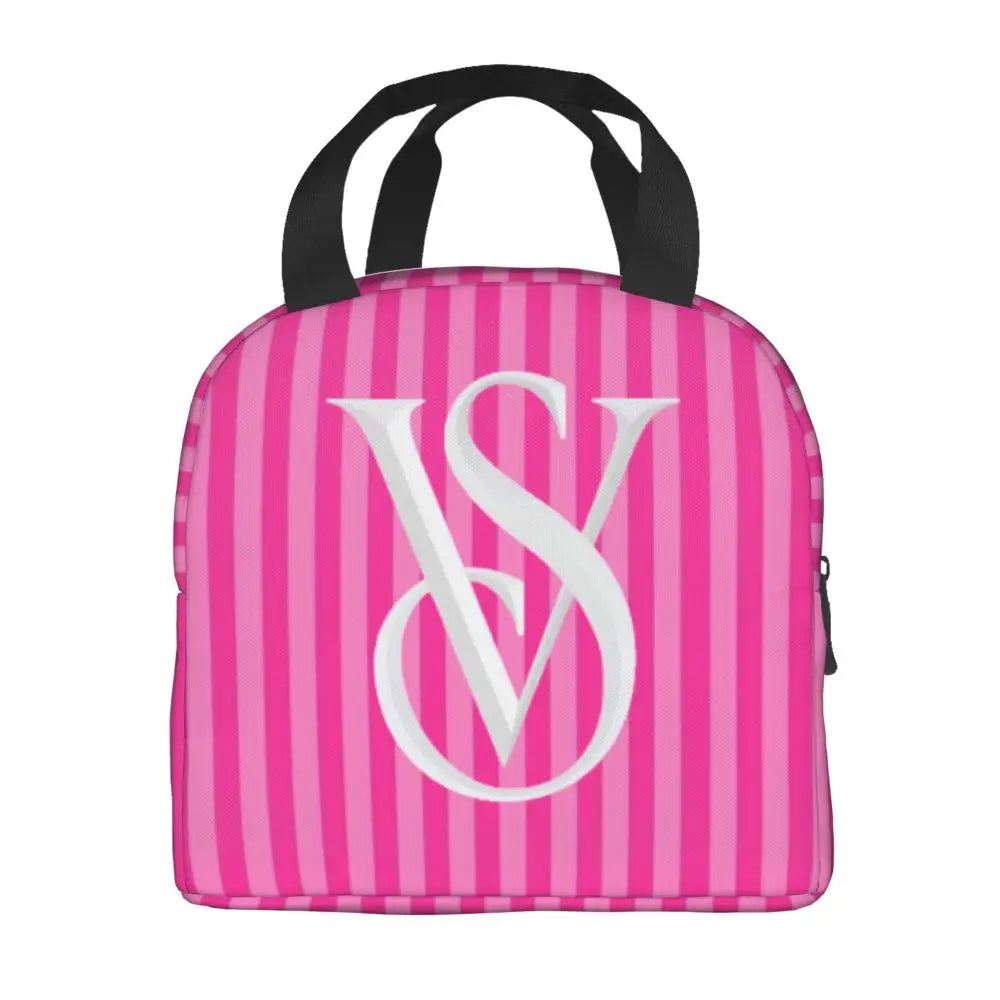 V-Victoria's Secret Stripe Insulated Lunch Bag