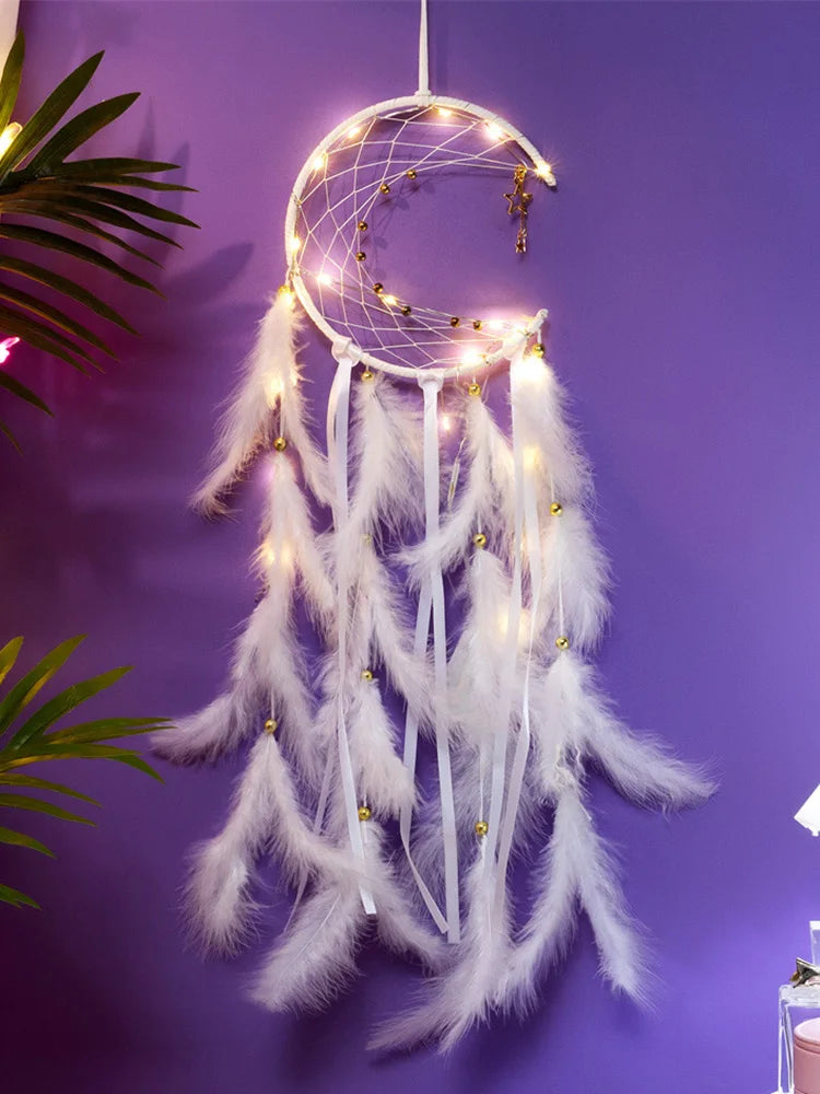 Moon Dream Catcher Feather Wind Chimes