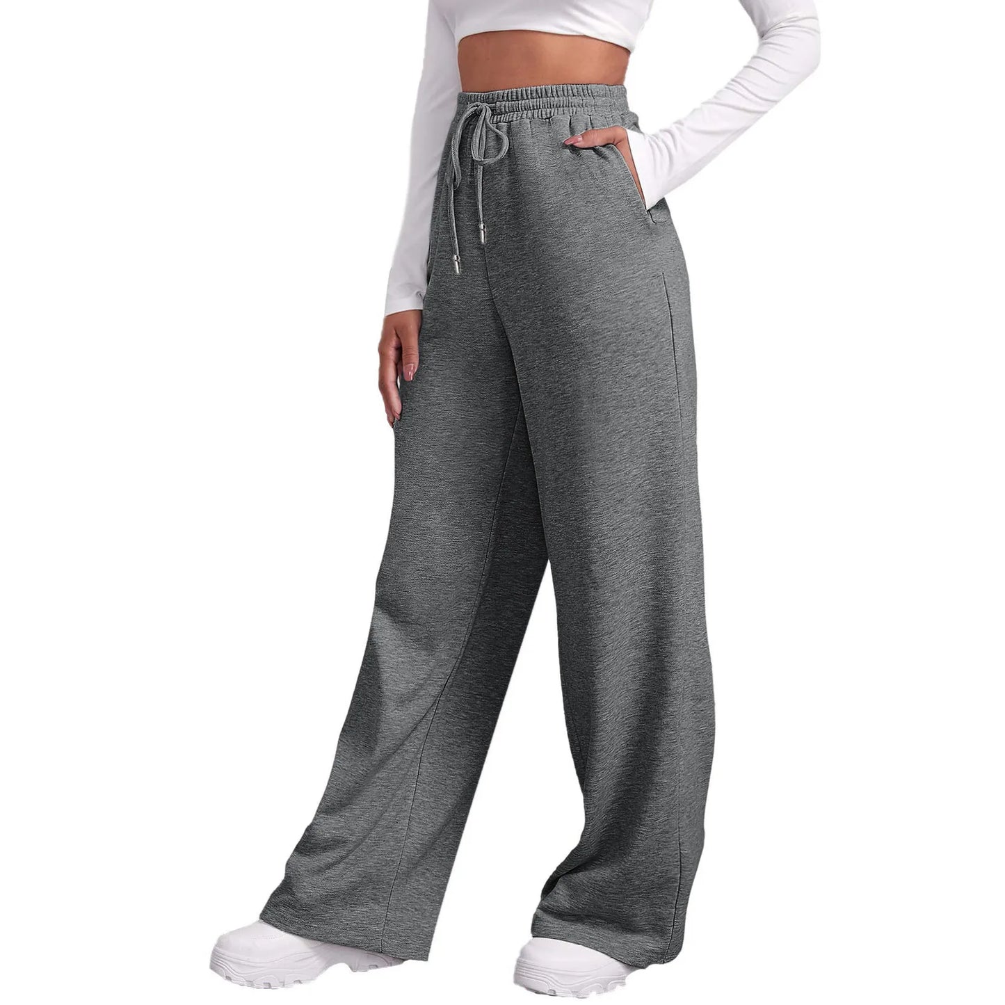 Drawstring Wide-Leg Sweatpants