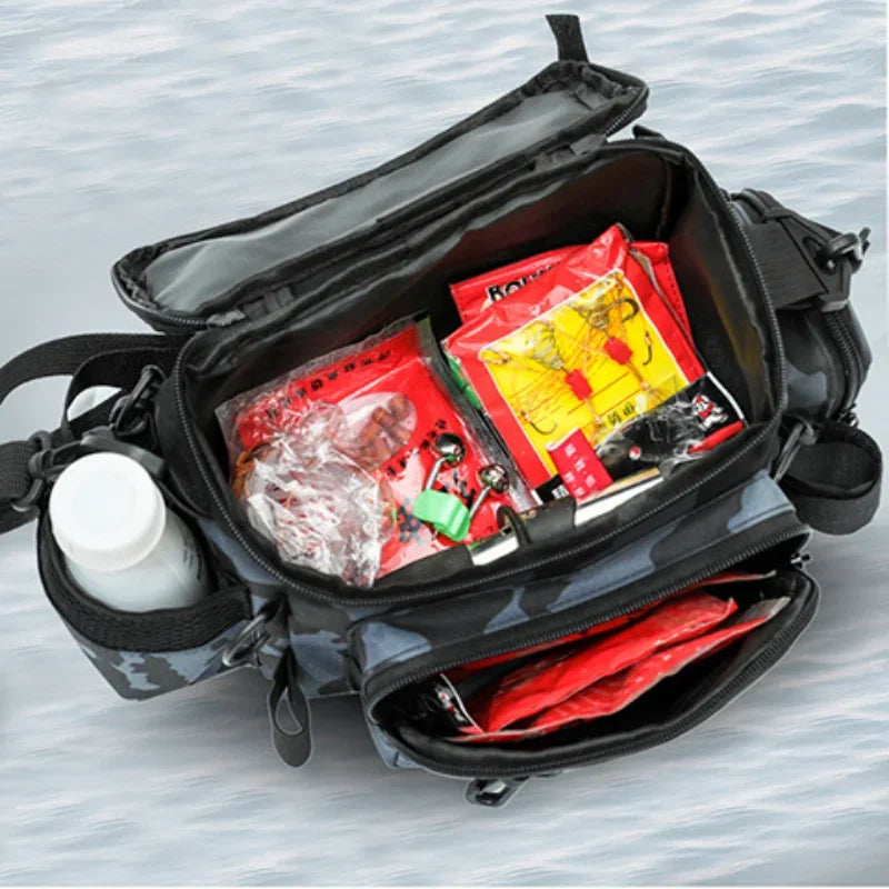 Fishing Tackle Shoulder Bag with Portable Fishing Rod Holder – Outdoor Sports Bag for Fly Fishing