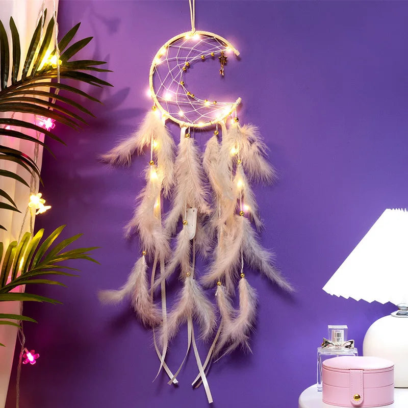 Moon Dream Catcher Feather Wind Chimes