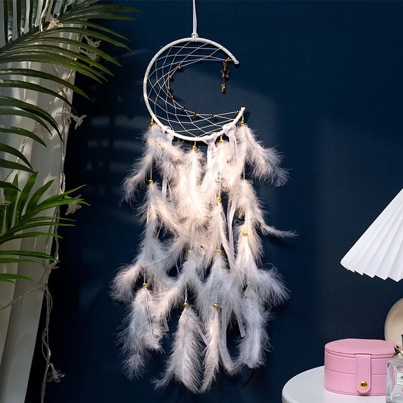 Moon Dream Catcher Feather Wind Chimes