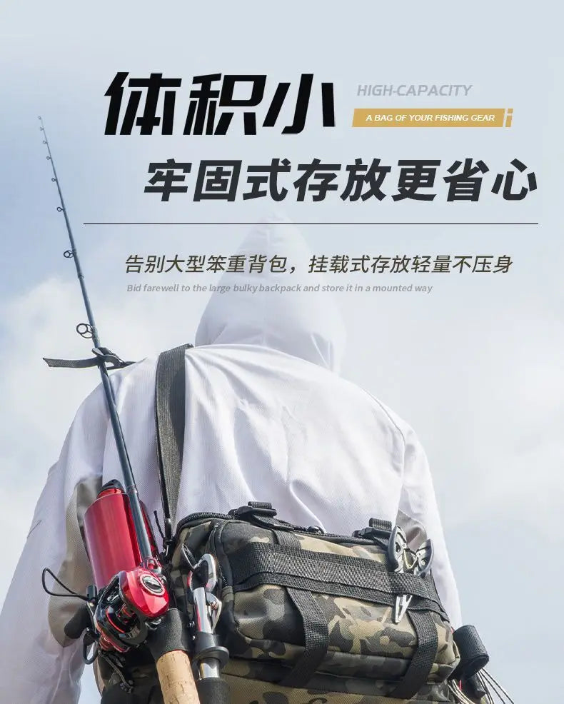 Fishing Tackle Shoulder Bag with Portable Fishing Rod Holder – Outdoor Sports Bag for Fly Fishing