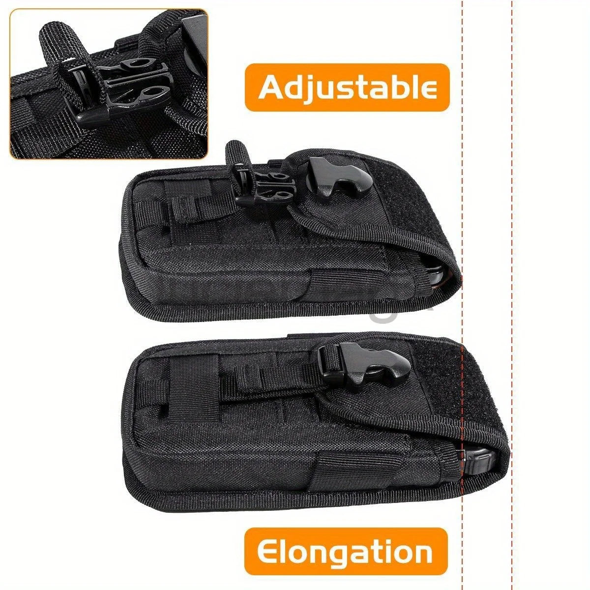 LUC Tactical MOLLE Pouch with US Flag Patch – Belt Waist Bag for 6.7" Cell Phone, D-Ring, & Gear Clip