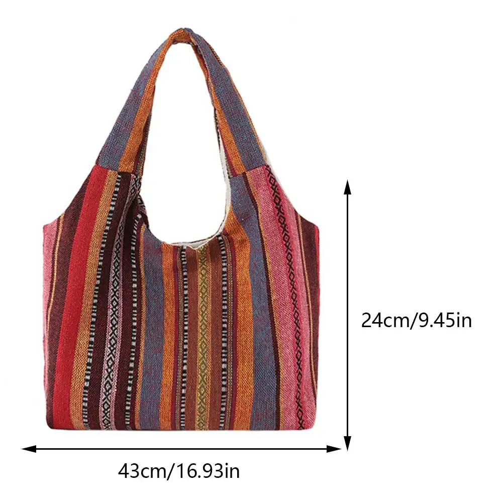 Canvas Striped Boho Handbag