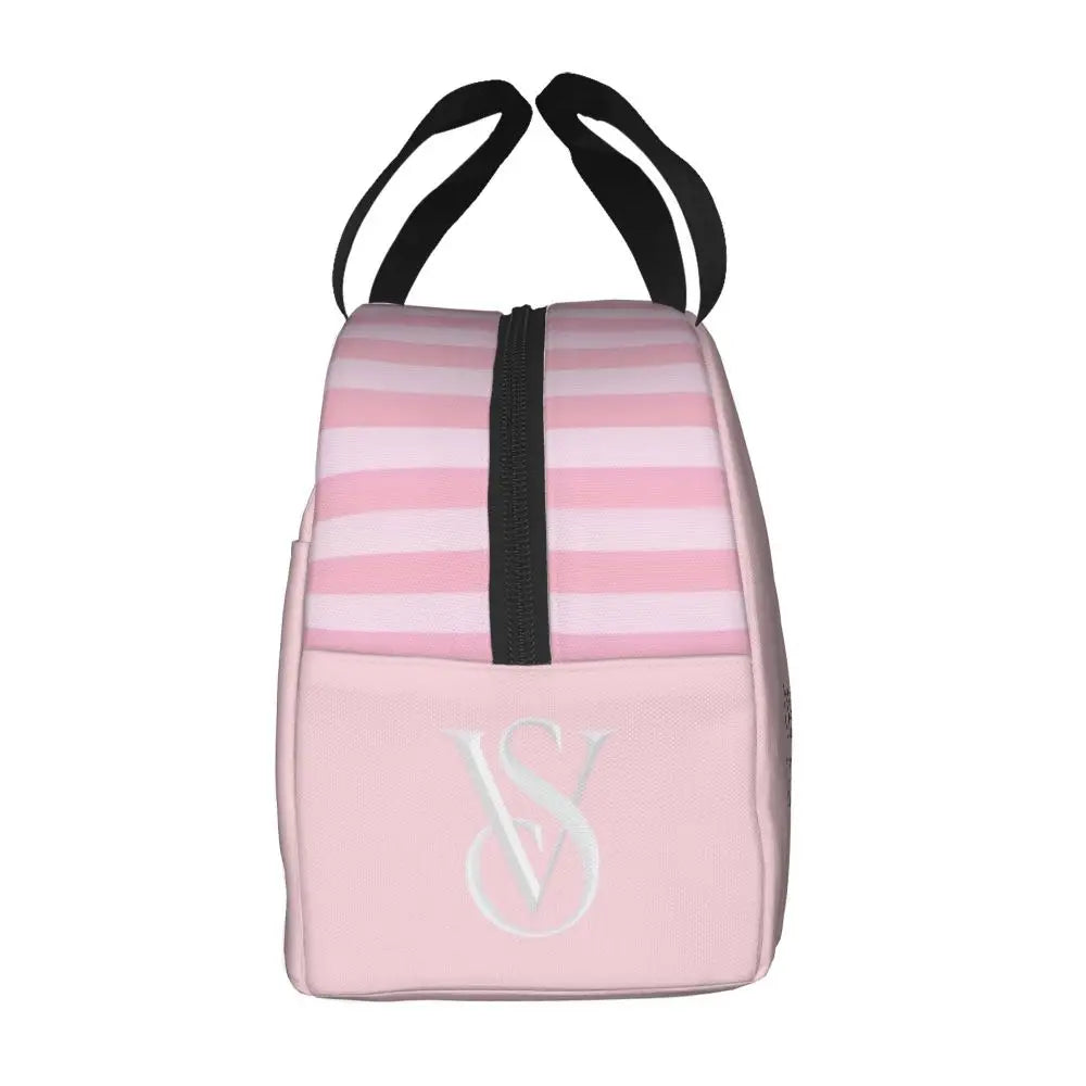 V-Victoria's Secret Stripe Insulated Lunch Bag