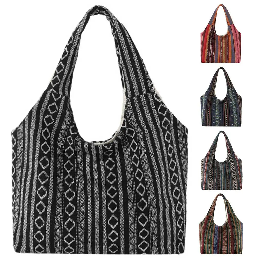 Canvas Striped Boho Handbag