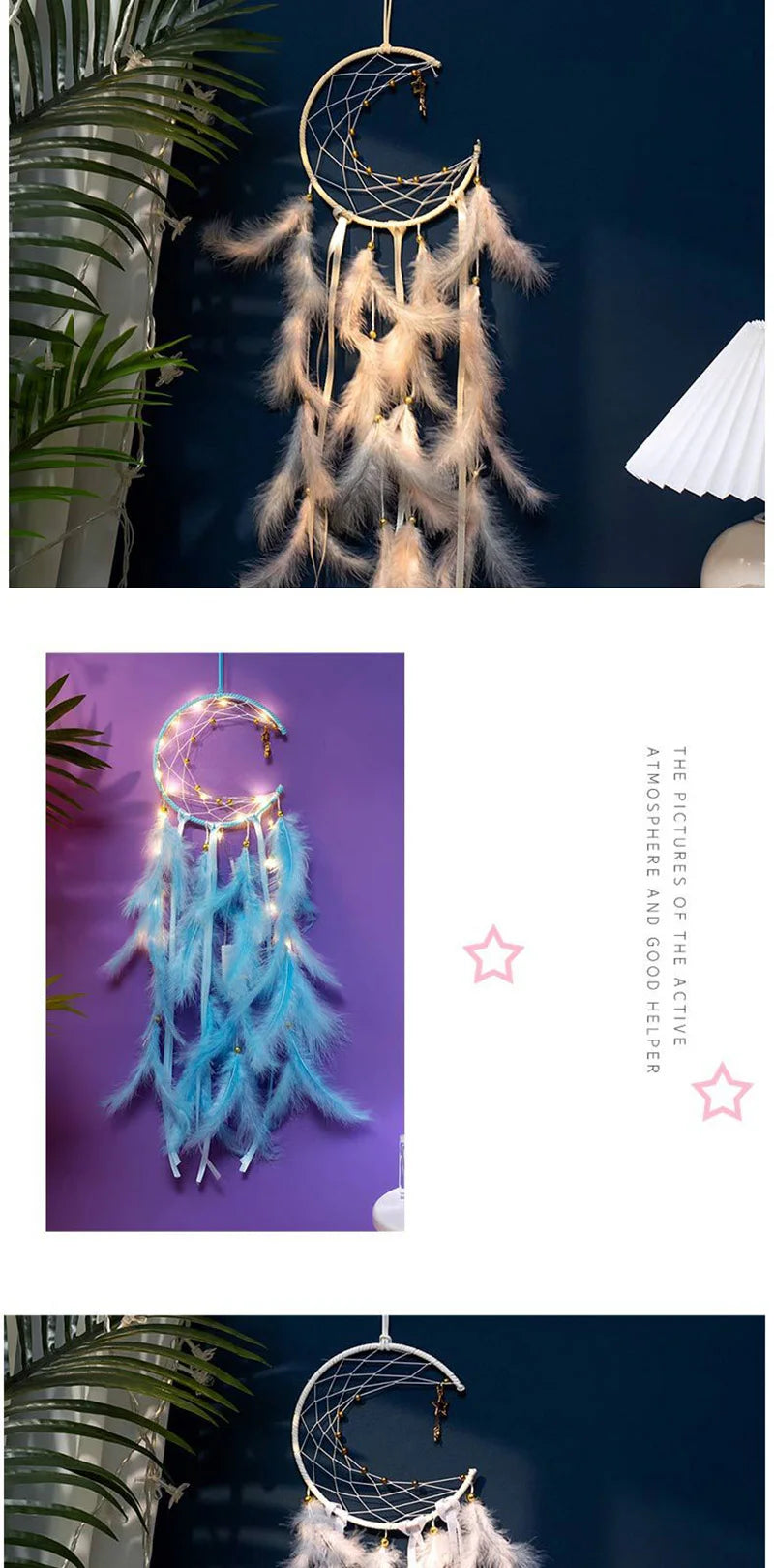 Moon Dream Catcher Feather Wind Chimes