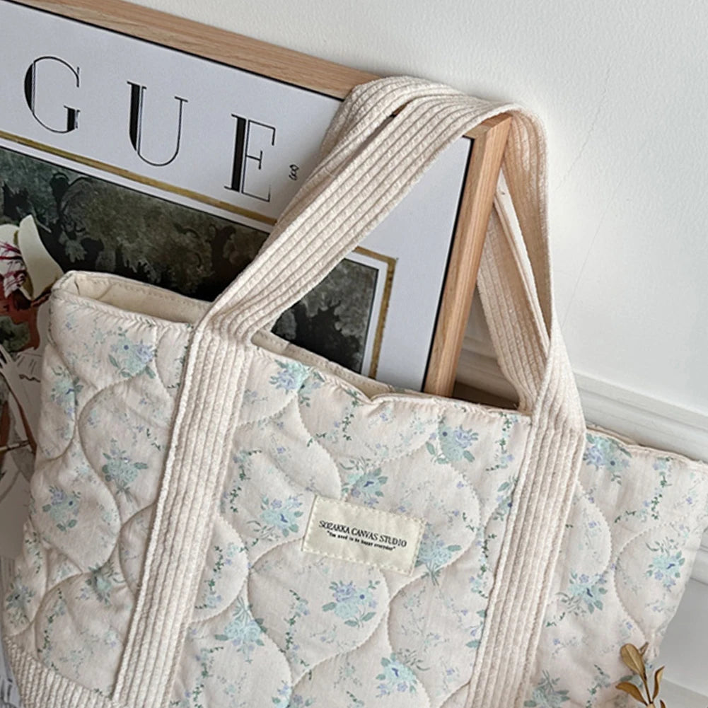 Quilted Floral Tote Bag