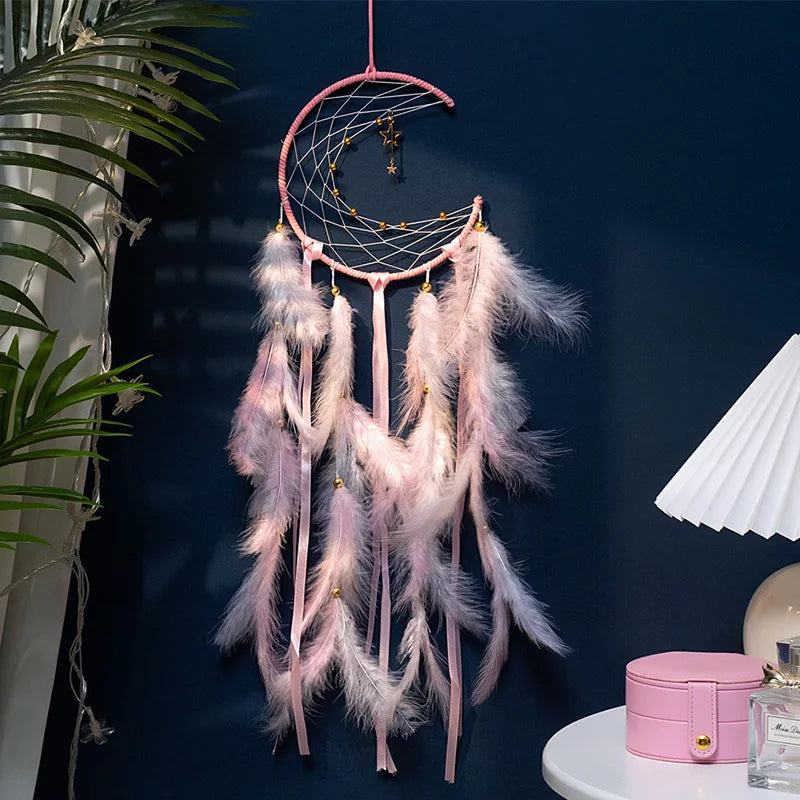 Moon Dream Catcher Feather Wind Chimes