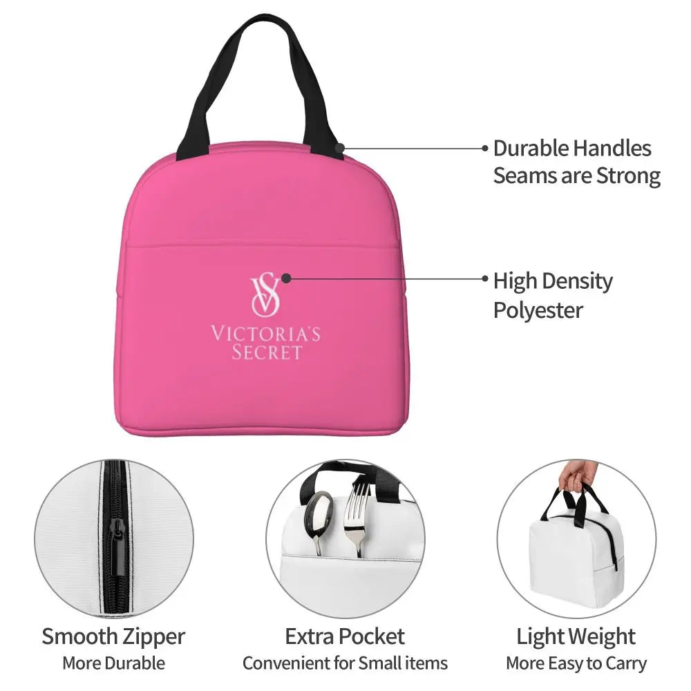 V-Victoria's Secret Stripe Insulated Lunch Bag