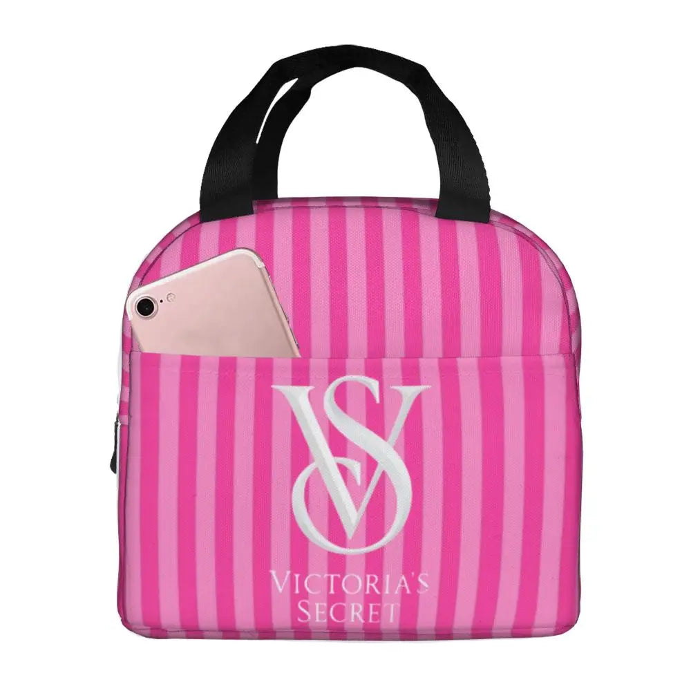 V-Victoria's Secret Stripe Insulated Lunch Bag