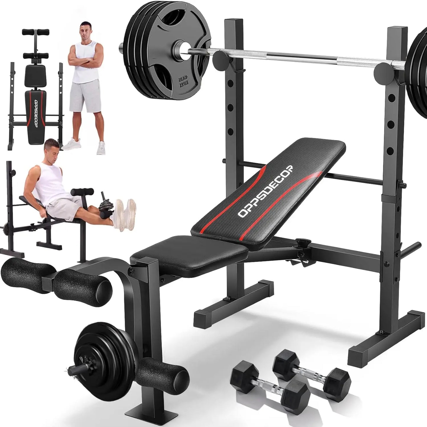 Weight Bench Set with Squat Rack & Leg Extension