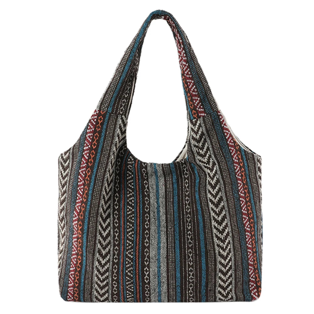 Canvas Striped Boho Handbag