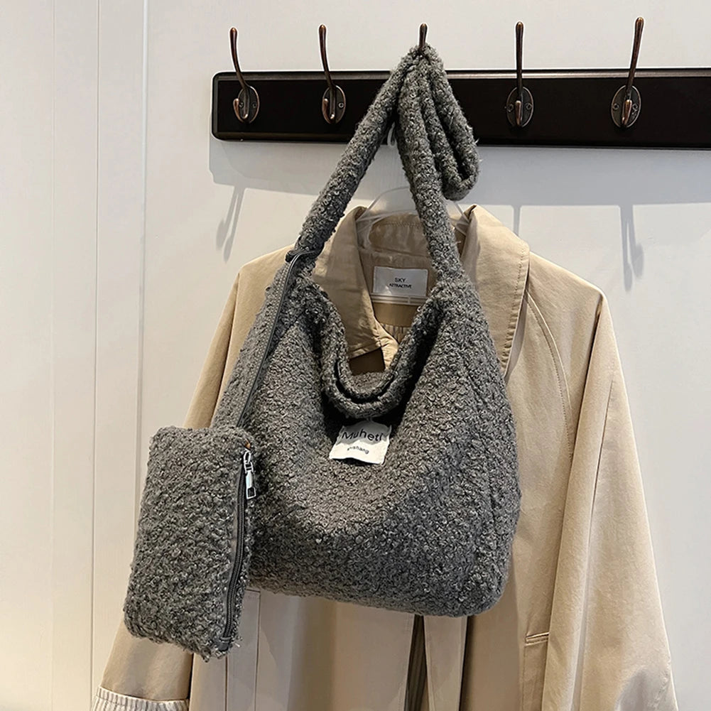 Lamb Wool Shoulder Bag for Women