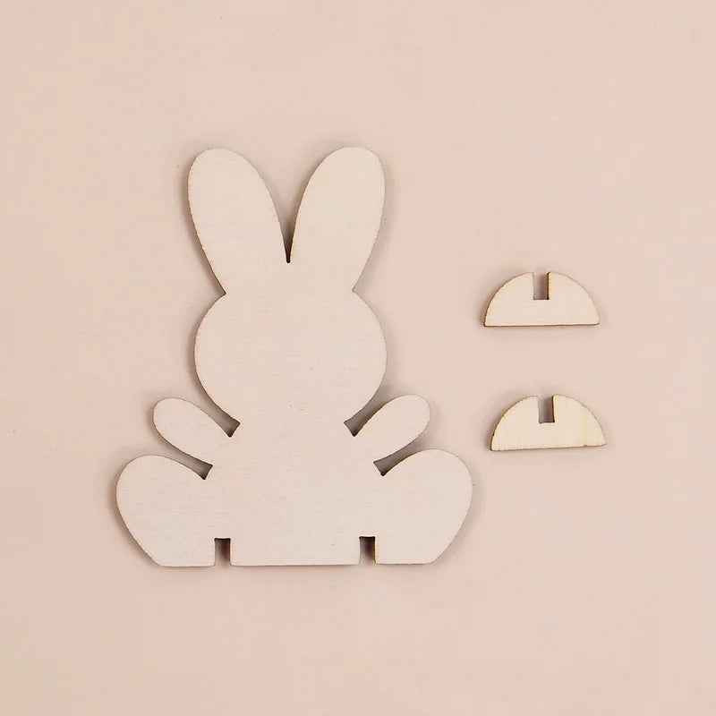 Wooden Easter Rabbit Ornaments DIY Set