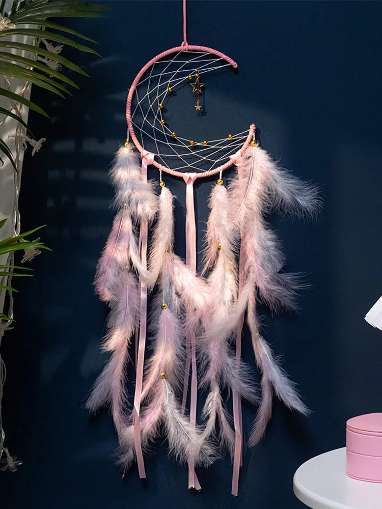 Moon Dream Catcher Feather Wind Chimes