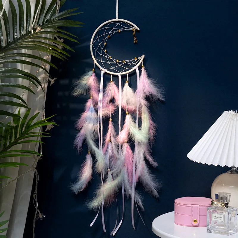 Moon Dream Catcher Feather Wind Chimes