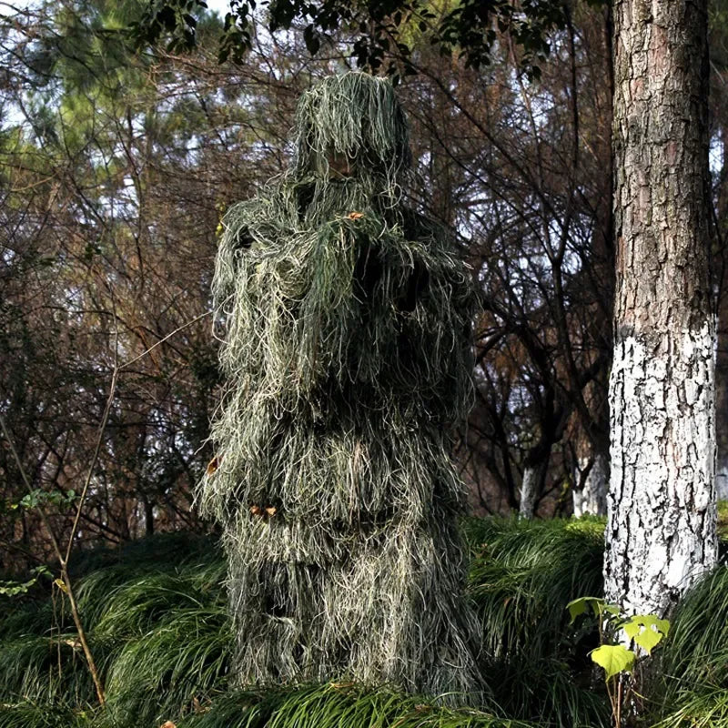 Camouflage 3D Withered Grass Ghillie Suit – 5-Piece Hunting Suit Set