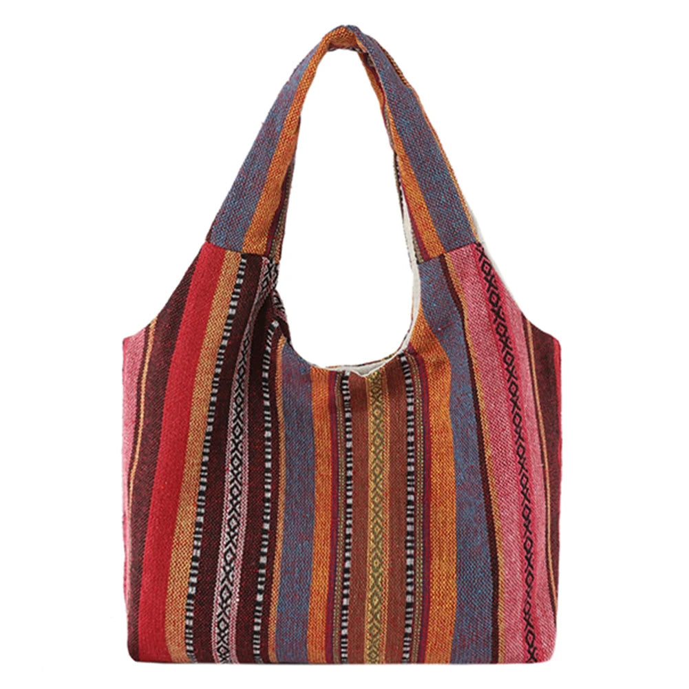 Canvas Striped Boho Handbag