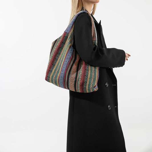 Canvas Striped Boho Handbag