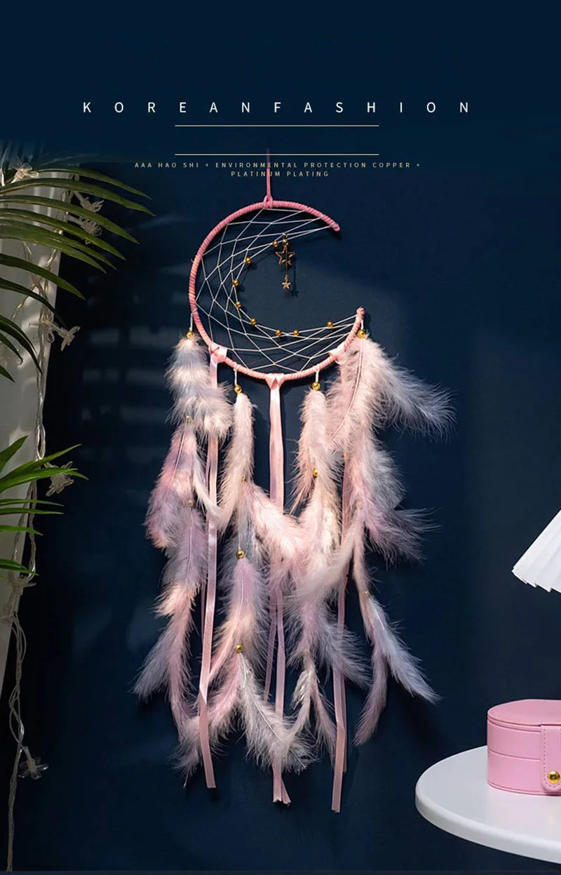 Moon Dream Catcher Feather Wind Chimes