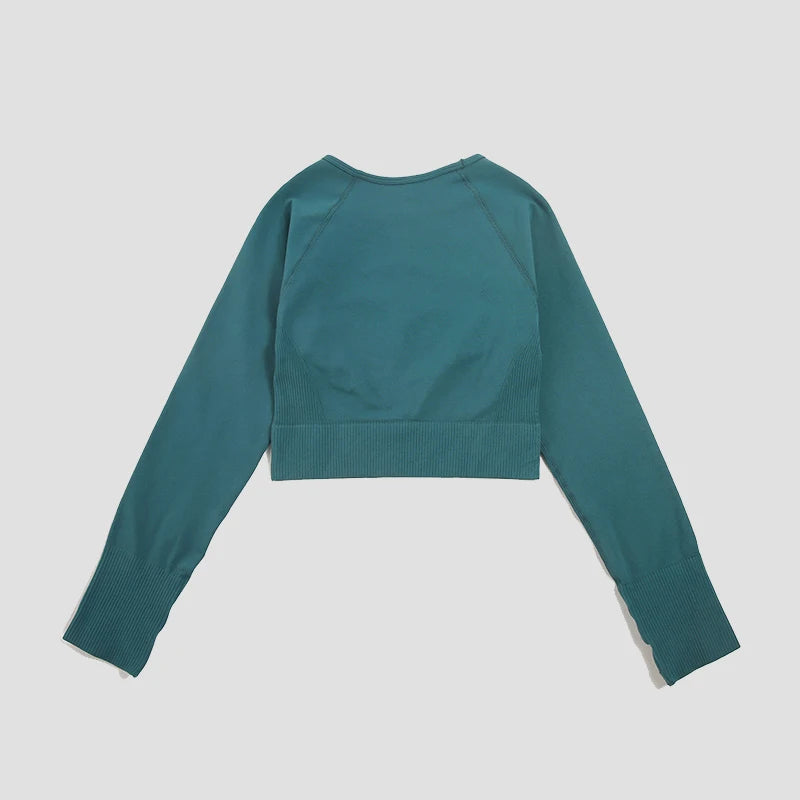 Seamless Crop Top Fitness Shirts Long Sleeve