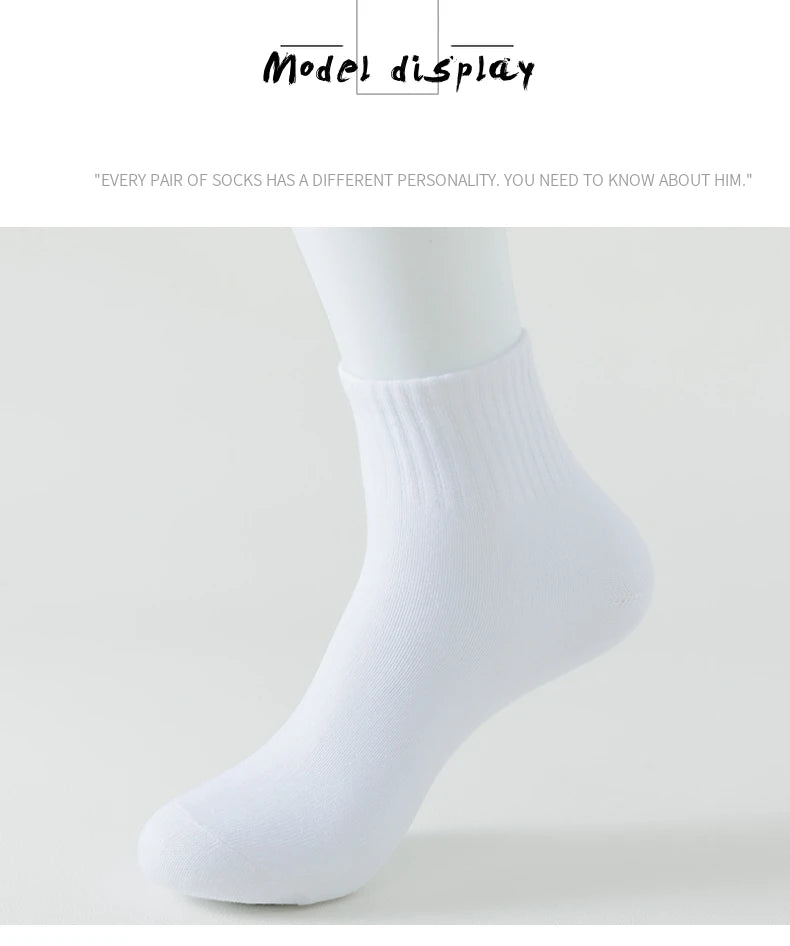 8 Pairs of Men’s and Women’s Black Cotton Business Mid-Length Casual Socks
