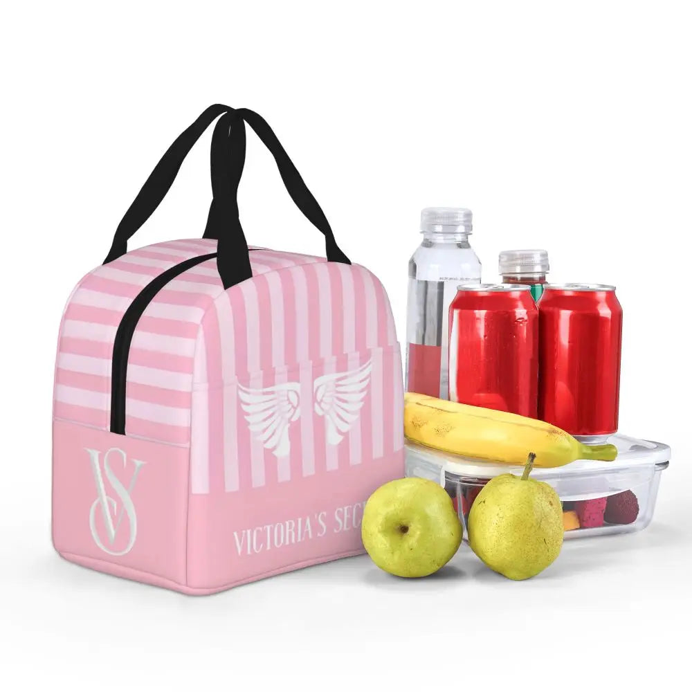 V-Victoria's Secret Stripe Insulated Lunch Bag