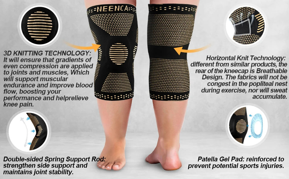 NEENCA Copper Knee Brace with Patella Gel Pad & Side Stabilizers