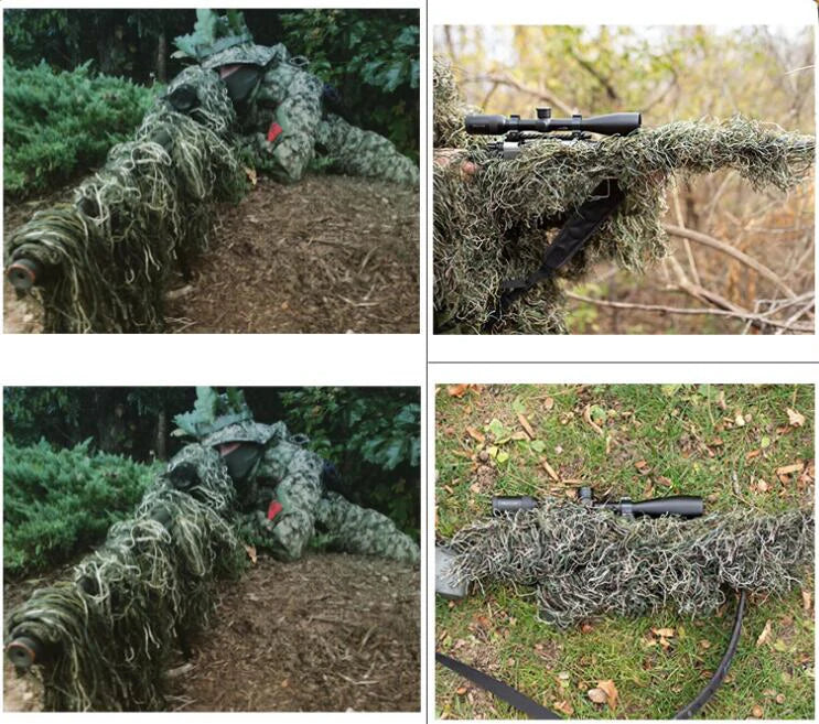 Grass Type Hunting Rifle Wrap Rope – Camouflage Cover for Ghillie Suits, Sniper, and Paintball Hunting