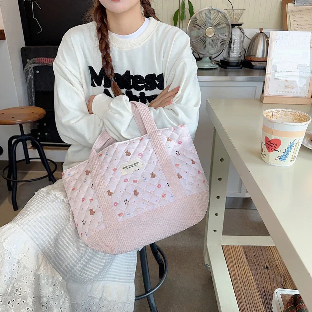Quilted Floral Tote Bag