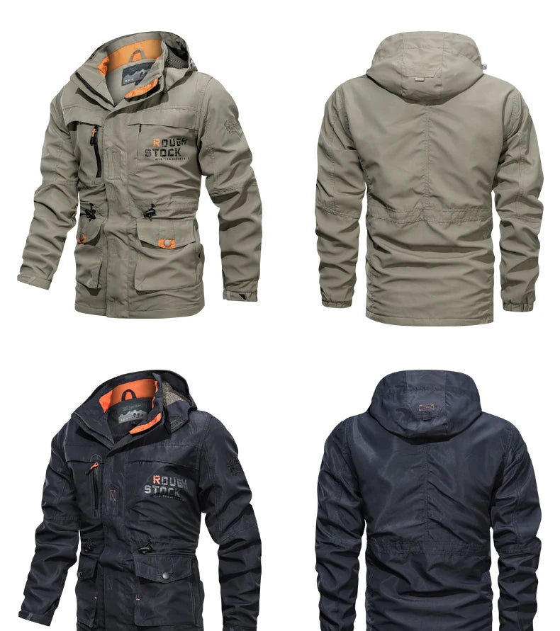 Spring And Autumn Men's Outdoor Camping Hooded Casual Jacket Men's Windproof Waterproof Windbreaker Men's Army Tactical Jacket