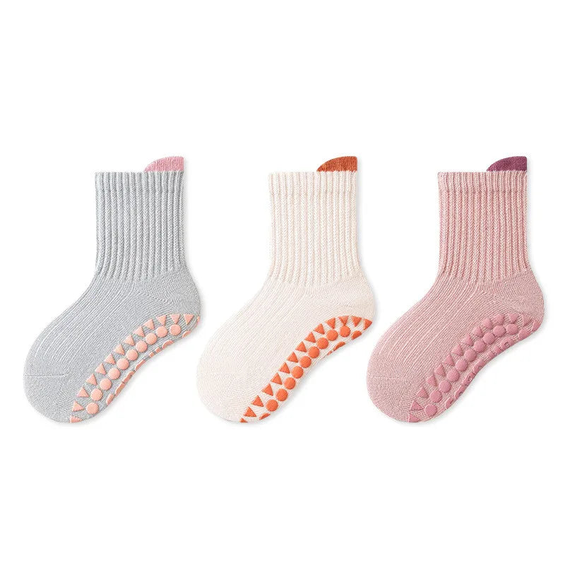3 Pairs Baby Anti-Slip Socks for Boys & Girls (0-6 Years)