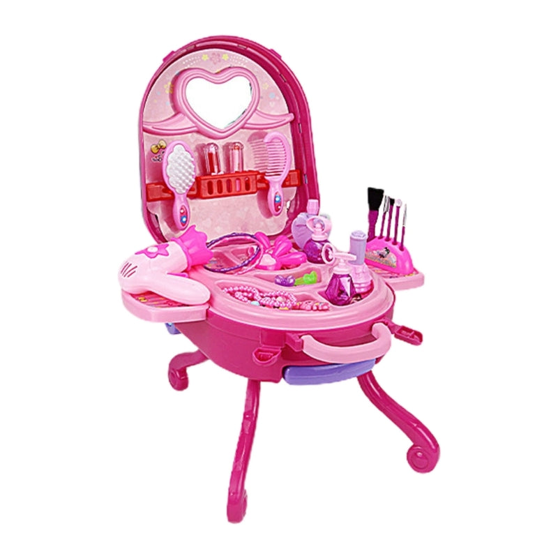 36-Piece Princess Cosmetic Mirror Suitcase Makeup Set for Kids
