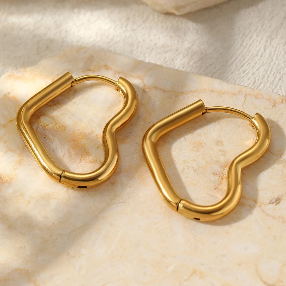 Stainless Steel Exquisite Heart Hollow Stud Earrings