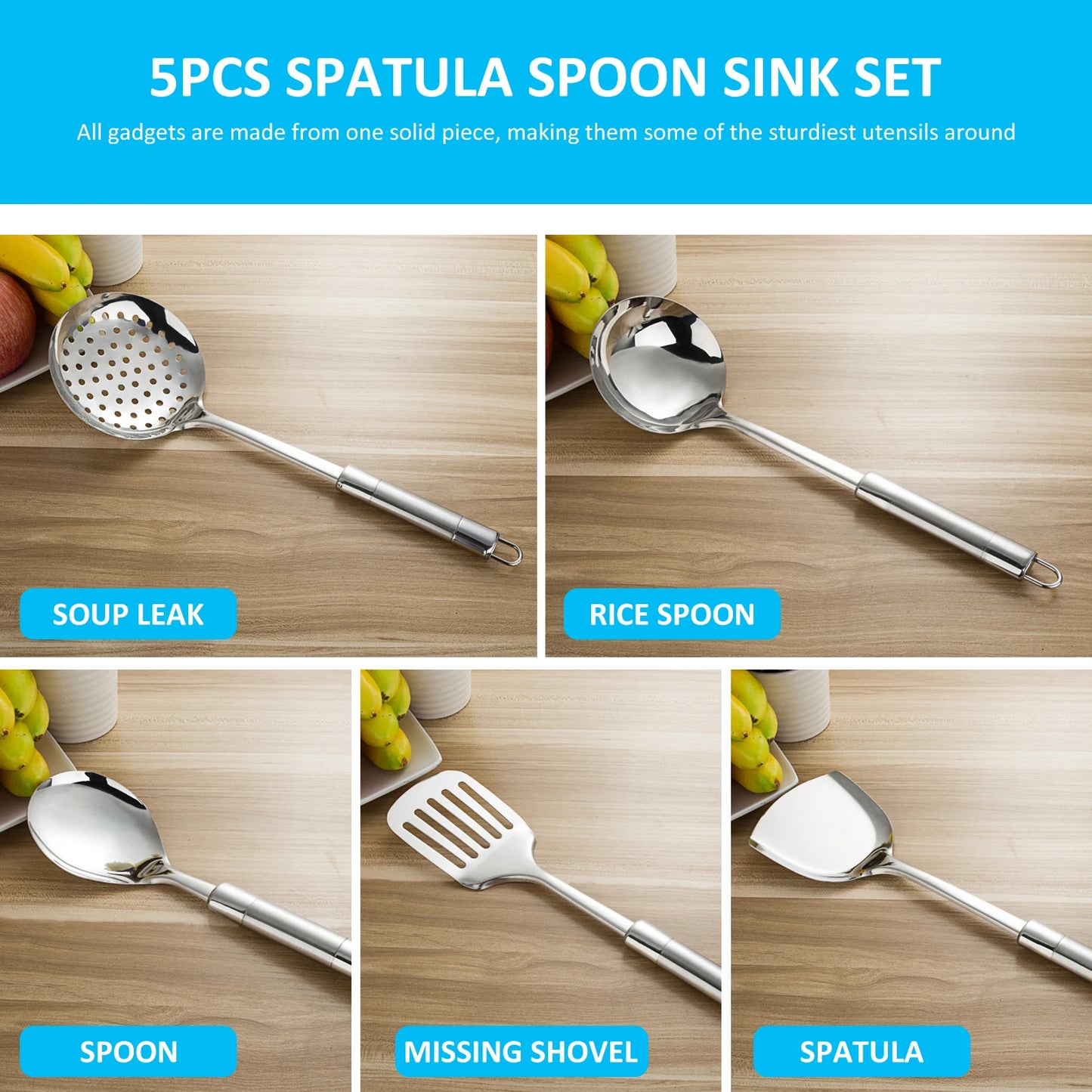 5-Piece Stainless Steel Kitchen Utensil Set