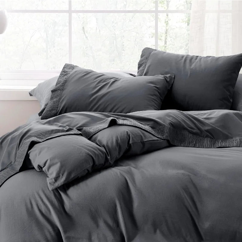 Queen Sheets Grey - for Queen Size Bed, 4 Pieces