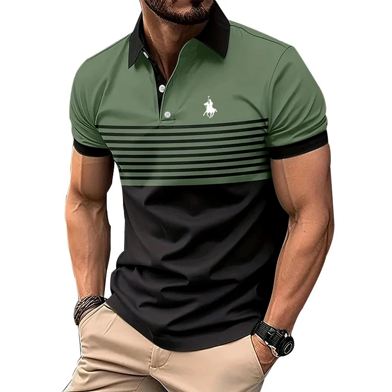 Men’s Stripe Short Sleeve Polo Shirt