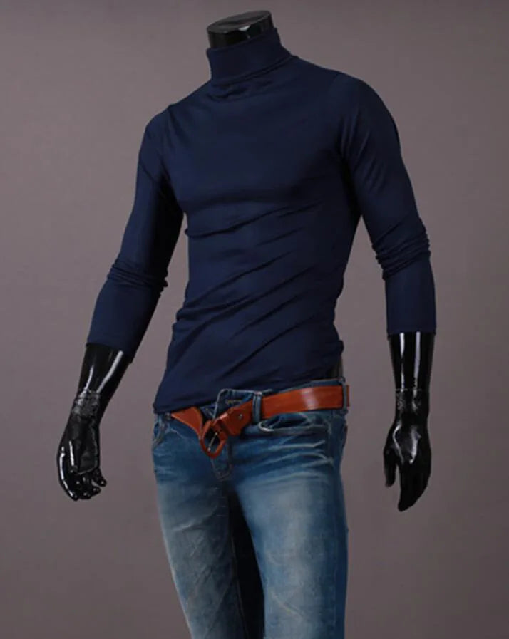 Men’s Thermal Underwear Top – High Neck Slim Fit Long Sleeve Shirt for Winter Warmth