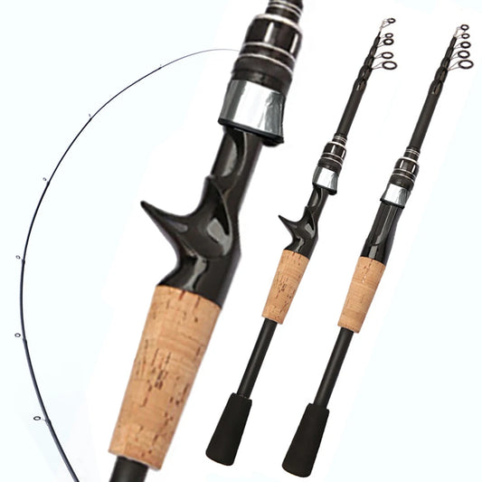 Baitcasting Lure Fishing Rod – Lightweight Telescopic Design with Wooden Handle