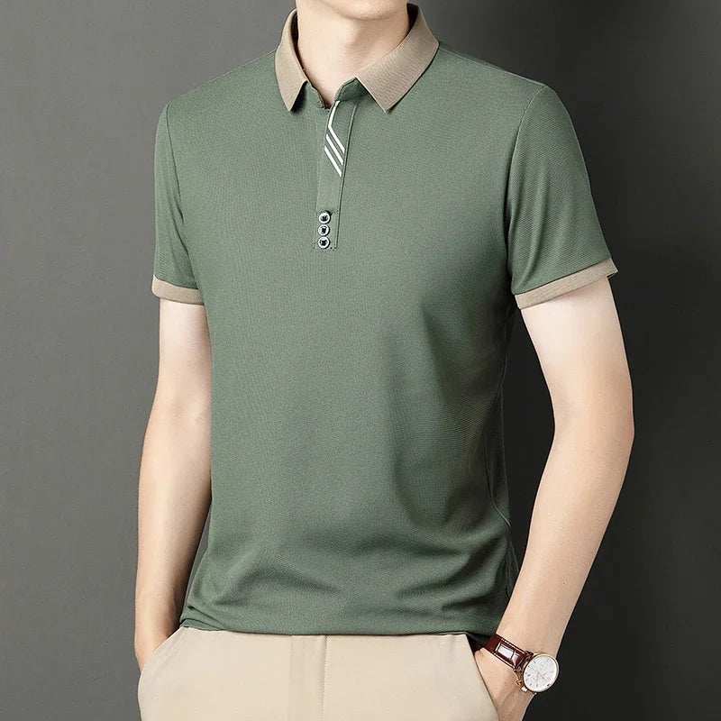 Men’s Solid Color Casual Short Sleeve Polo Shirt