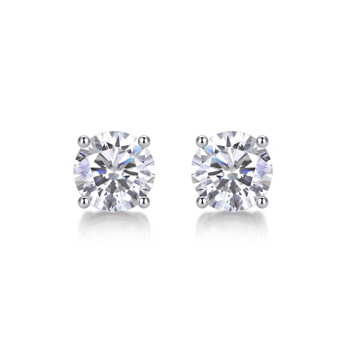 925 Sterling Silver Moissanite Round Earrings