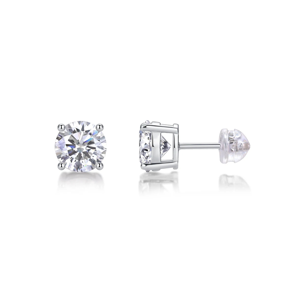 925 Sterling Silver Moissanite Round Earrings