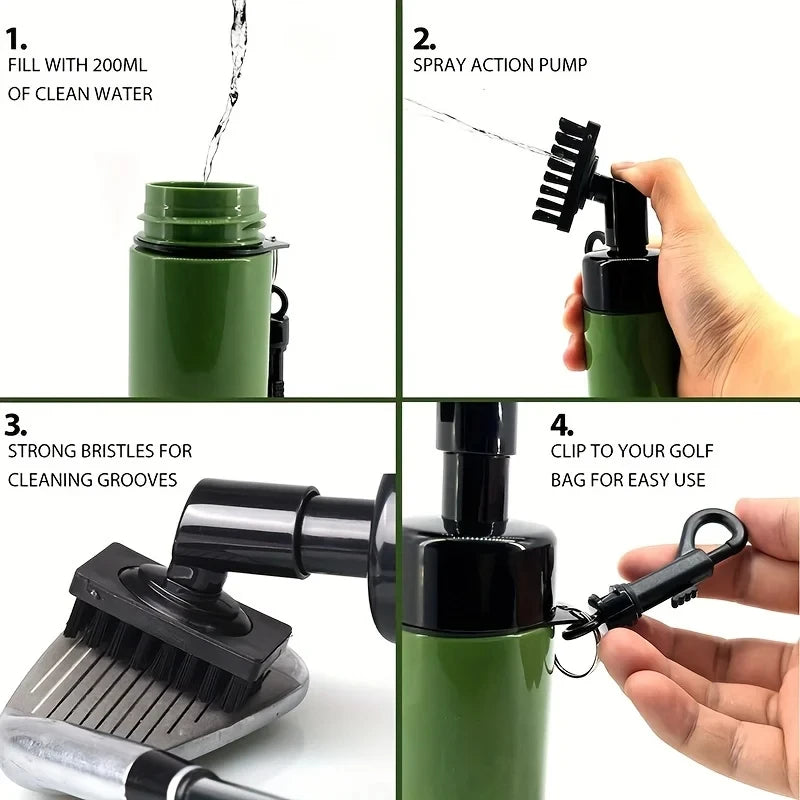 1pc Golf Club Cleaner Groove Tube Golf Brush Golf Club Brush with Leakproof Reservoir Tube Squeeze Bottle for Easy Cleaning