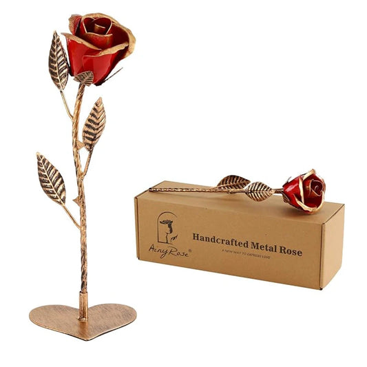 Hand-Forged Wrought Iron Red Metal Rose