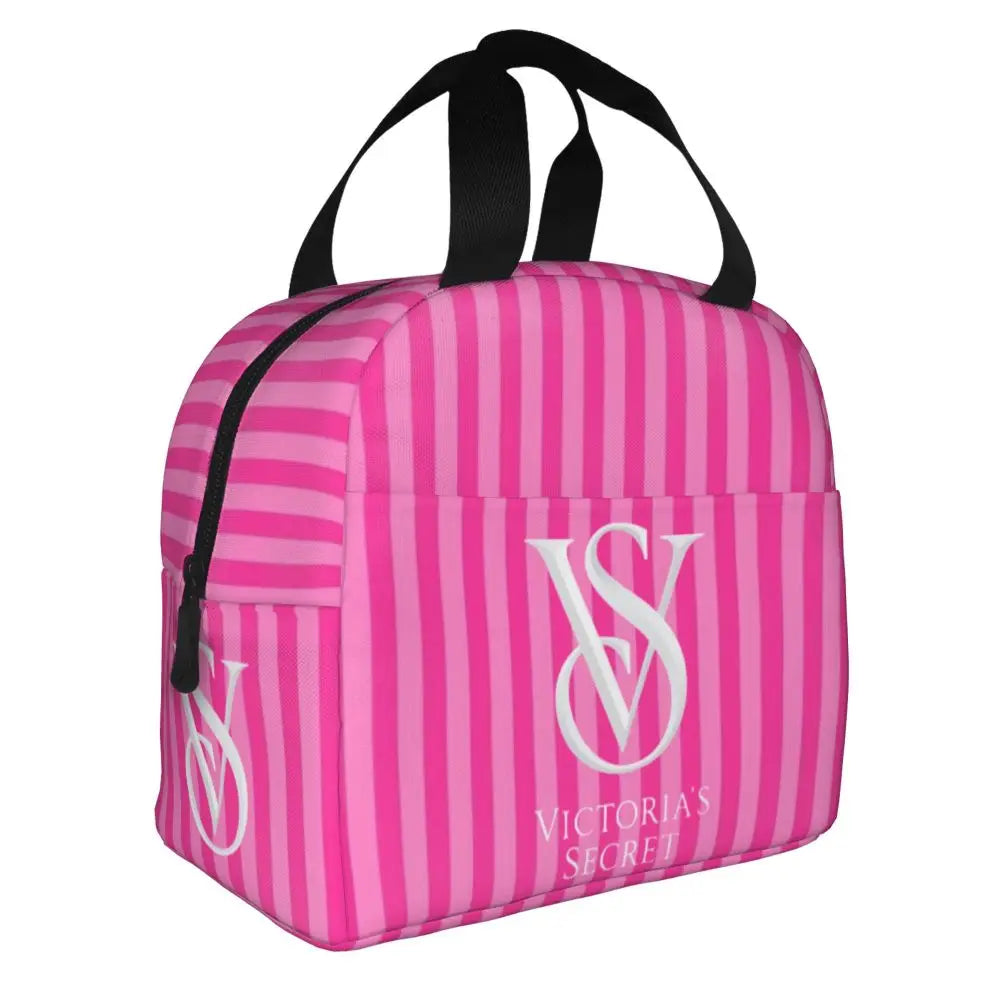 V-Victoria's Secret Stripe Insulated Lunch Bag